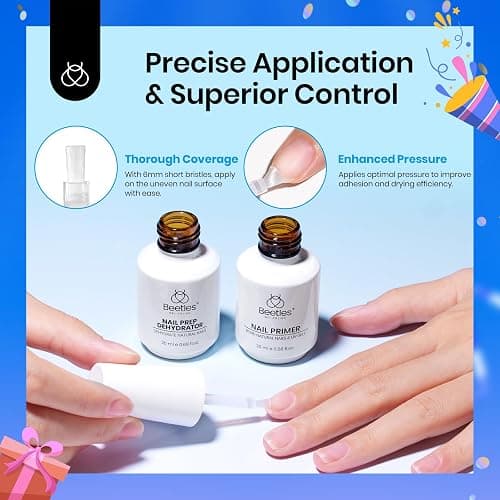 Beetles 20ml 2Pcs Nail Dehydrator and Primer, Large Capacity Acid Free Acrylic Nail Prep Dehydrate and Primer for UV Gels Superior Bonding Professional Salons Set thumbnail 4