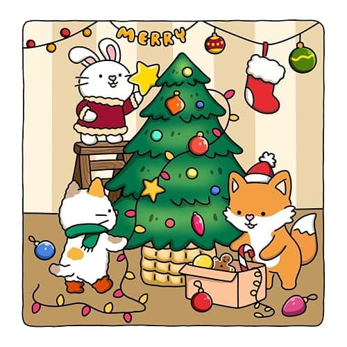 Fuzzy Hygge: Christmas Vibes Coloring Book for Adults & Teens Featuring Cozy Festive Holiday Winter Scenes with Adorable Animals Characters (Fuzzy Friends Coloring) thumbnail 3