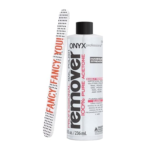 Onyx Professional 100% Pure Acetone Nail Polish Remover Kit with 7 inch Nail File, 8 fl oz - Made in USA, Maximum-Strength Gel Polish Remover, Artificial & Glitter Nail Polish - Image 1