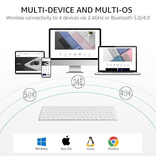 Rapoo E9350L Rechargeable Wireless Keyboard, Support 4 Devices, Ultra-Slim with Indicator Light, Quiet, 90-Day Battery Life, Full Size Keyboard with Numeric Keypad for Windows/Mac/Linux/Chrome, Black - Black - E9350L (99-Key, Rechargeable) thumbnail 2