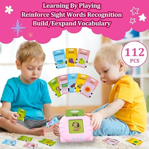 QuTZ ABC Learning Flash Cards for Toddlers 2-4, Autism Toys, Speech Therapy Educational Talking Sight Words Kindergarten Boys and Girls, 248 Pink - 248 Words Pink (NEW abc+123) thumbnail 6