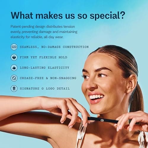 Gimme Beauty Medium Hair Bands Seamless Nylon - Low Profile Hair Accessory - Snag Free Tie for Firm, Lasting Hold - Soft, Non-Slip Ponytail Holder for Women - Cool Colors, 12-Pack thumbnail 3