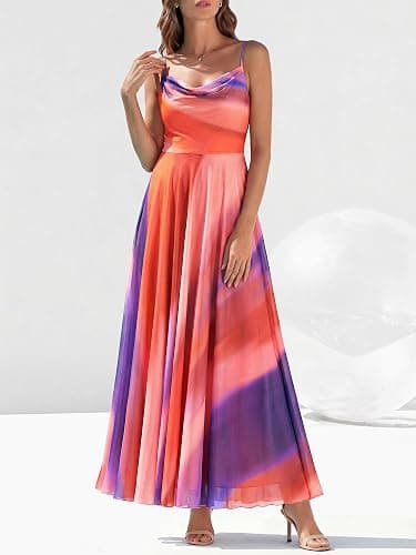 BTFBM Women Summer Floral Maxi Dresses Elegant Spaghetti Strap Dress Printed Party Dress Beach Long Dresses thumbnail 6