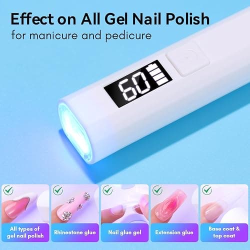 Makartt Handheld UV Nail Lamp, Mini Cordless Flash Cure Nail Light for Gel Nail Polish & Nail Glue, Rechargeable USB UV Light Fast Drying with LCD Display, Portable DIY Nail Art Gift, Home Salon Use thumbnail 3