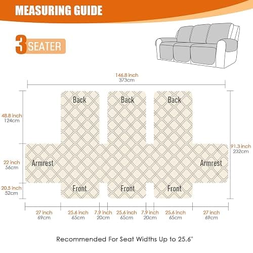 VANSOFY Waterproof Recliner Couch Covers, Sofa Covers 1-Piece Washable Reclining Sofa Cover Non-Slip Furniture Protector with Elastic Straps Pocket for Dogs, Pets(Chocolate,3 Seater) thumbnail 2