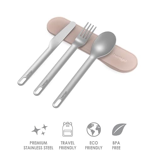 Bentgo Stainless Travel Utensil Set - Reusable 3-Piece Silverware Set with Carrying Case, High-Grade Premium Steel, BPA-Free Case, Eco-Friendly - Ideal for Travel, Camping, and Office Use (Rose) thumbnail 4