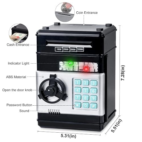 Refasy Piggy Bank Cash Coin Can ATM Bank Electronic Coin Money Bank for Kids Age 3-12, Money Savings Box Mini ATM Coin Bank Toys Gifts for 3 4 5 6 7 8 9 10 11 12 Year Old Boys Girls thumbnail 3