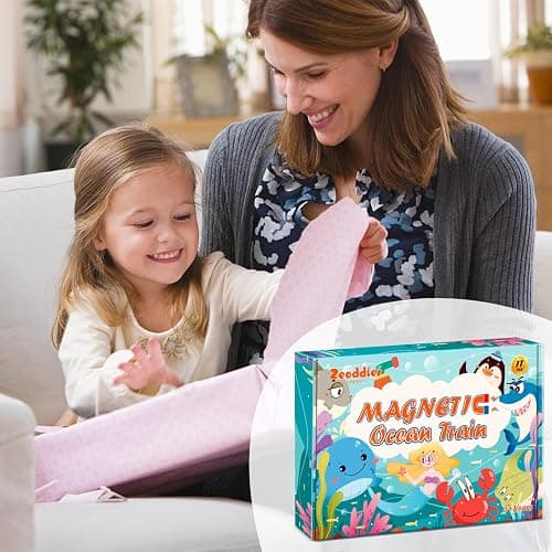 Zeoddler Toys for Toddlers, 11 Magnetic Wooden Sea Animals Train Set, Montessori Toys for Toddlers, Educational Activities for Kids, Birthday Gifts for Boys, Girls thumbnail 7