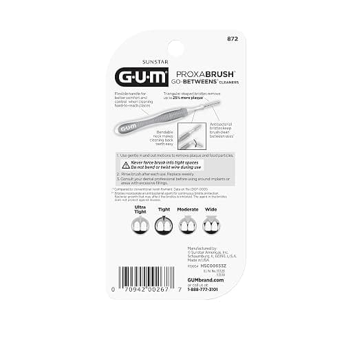 GUM Proxabrush Go-Betweens - Tight - Interdental Brushes - Soft Bristled Dental Picks for Plaque Removal Health - Safe for Braces & Dental Devices, 15 Count thumbnail 9