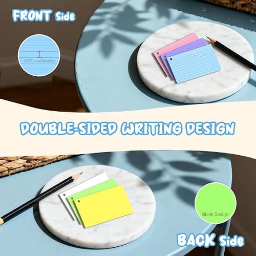 600 Pcs Index Cards 3x5, Colored Index Cards With Ring, 6 Colors Flash Cards with Rings, Flashcards for Studying, Heavy Bright Note Cards 3 x 5, Colored Notecards 3x5 Lined for Office, Home, School thumbnail 5