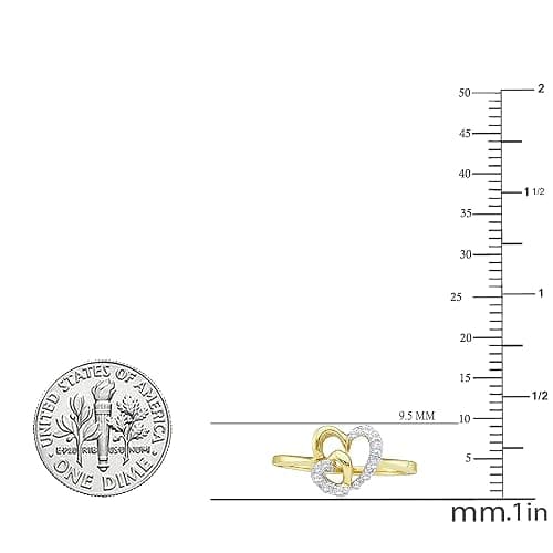 Dazzlingrock -Diamond Heart Ring | 0.11 Carat (ctw) | 1/8 Ctw | 10k Yellow Real Solid Gold thumbnail 2