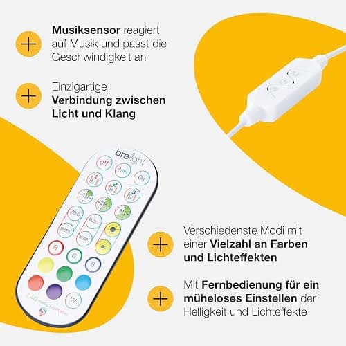 Brilliant RGB-LED Stehlampe | 150 cm Höhe | dimmbare Standleuchte mit Musiksensor & Fernbedienung & RGB-Frontlight | max. 125 lm | integiertes LED | aus Aluminium/Kunststoff in Weiß thumbnail 6