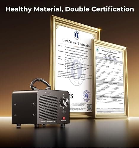 Ozone Generator 48,000mg, Commercial Ozone Machine Odor Removal, High Capacity O3 Ionizer Air Purifier Deodorizer, Portable Mini for Car, Home, Smoke, Pets, Industrial, for 4000 Square Feet -Black thumbnail 8