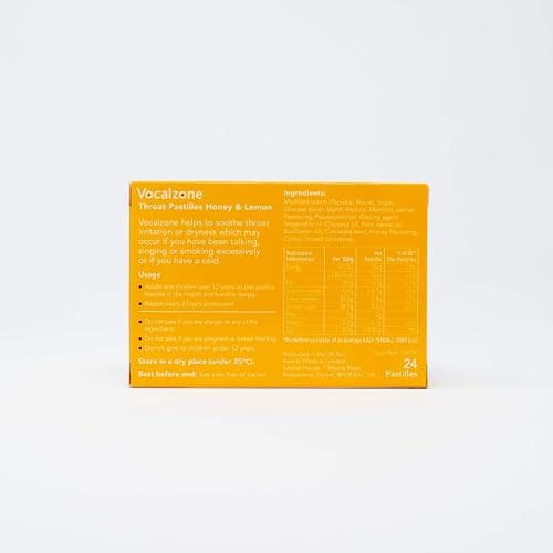 Vocalzone Throat Pastilles Honey & Lemon 24 - For Sore Throats and Hoarseness When Overusing Your Voice. Produced and sold in the United Kingdom since 1912 thumbnail 3