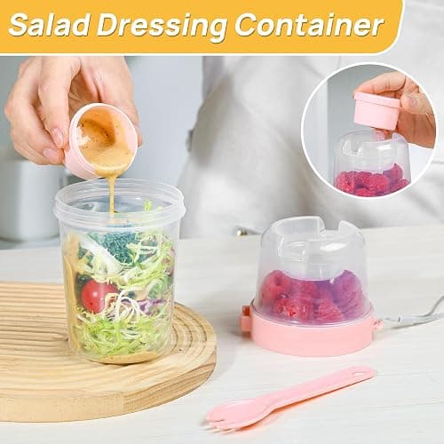 Vtopmart 4 Pack 27oz Yogurt Parfait Cups with Lids and Spoons, Overnight Oats Containers, Reusable Topping Compartment for Breakfast with Yogurt, Cereal or Oatmeal On-the-Go thumbnail 7