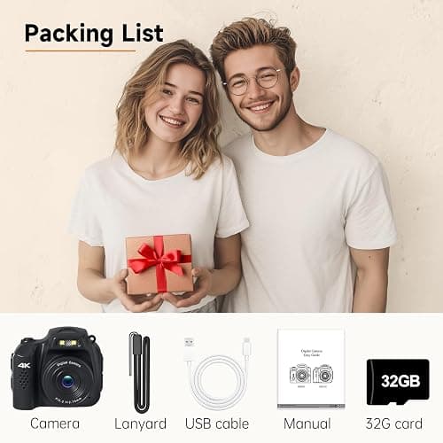 Mini Keychain Camera 4K 64MP Vintage Digital Camera,Pocket Retro Nostalgia Video Camera with LED Light and 32G Micro SD Card, Suitable for Teenagers, Adults, Kids, and Photography Beginners Black thumbnail 7