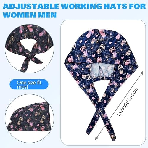 Starry Night Cardiac Adjustable Working Caps with Sweatband Scrub Hats Surgical Headgear for Women/Men thumbnail 4