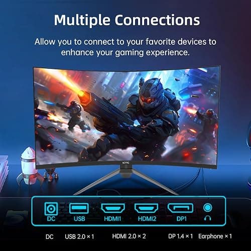 KTC 32 Inch 240Hz Curved Gaming Monitor, FHD 1500R HDR PC Monitor, H32S17F | Adaptive Sync, Ultra-Fast 1080P 1ms Monitor for Gamer, 3500:1 Contrast, HDMI 2.0 x 2, DisplayPort 1.4 & USB 2.0 thumbnail 6
