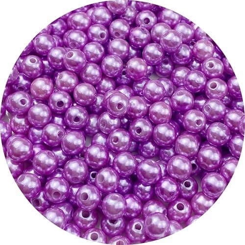 Pinhoollgo 300pcs Pearl Beads 8mm Round Pearl Beads with Hole for DIY Bracelet Necklace Jewelry Making Supplies Handmade Craft(Purple) - Image 1