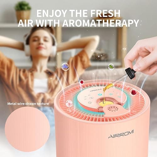 AIRROMI Air Purifier for Bedroom with HEPA 3-in-1 Filter, Pet Air Purifier for Home Cat Pee Smell, Covers Upto 990 Ft², Quiet 360°intake Air Cleaner for pet hair,allergies,Dust,Smoke A2001 Orange - Orange thumbnail 4