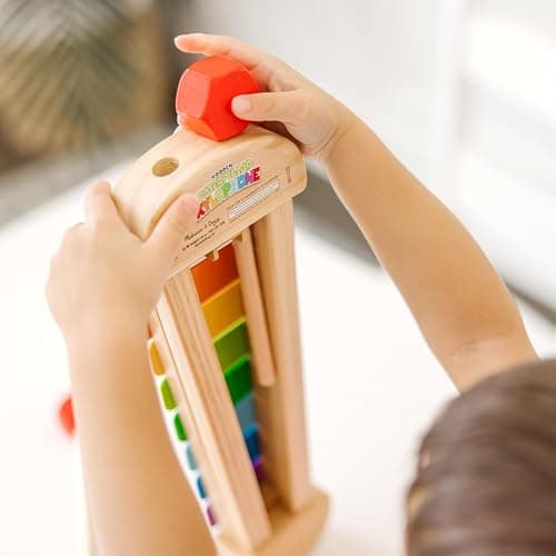 Melissa & Doug Caterpillar Xylophone Musical Toy with Wooden Mallets 15.25" x 6.5" x 1.5", Blue thumbnail 2