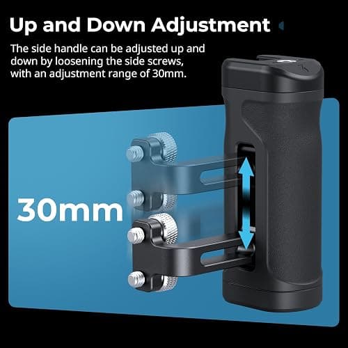 SMALLRIG Kit de Mini-Poignée Latérale Légère avec Trous Filetés 1/4"-20 et Pince OTAN, Capacité de Charge Jusqu'à 10 kg, Poignée Ergonomique pour Appareil Photo, pour Gaucher ou Droitier - 5532 thumbnail 5