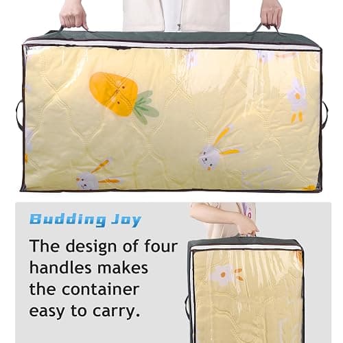 Budding Joy 90L Under Bed Storage Containers, Closet Organizers and Storage Bins, Foldable Underbed Storage Bags for Linen Sheets, Blanket, Clothing, Comforter, Sweaters, Pillows, Wrapping Paper, Grey thumbnail 7