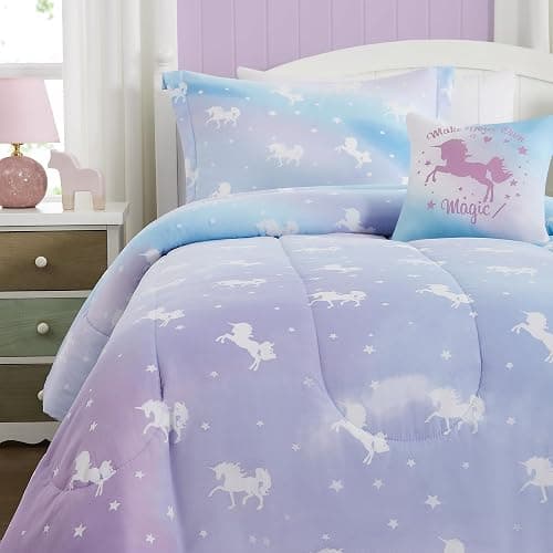 Kaleido Space Twin Bedding Sets for Girls - 3 Pieces Glow in The Dark Unicorn Twin XL Comforter Sets for Girls 1 Comforter, 1 Decor Pillow, 1 Pillow Sham thumbnail 7