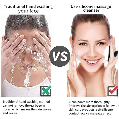Face Scrubber, Silicone Face Scrubber for Men Facial Cleansing Brush Silicone Face Wash Brush Manual Waterproof Cleansing Skin Care Face Brushes for Exfoliating- Black thumbnail 5