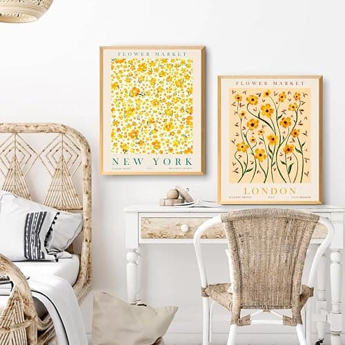 dazongweihan Flower Market Poster Set of 9, Abstract Wall Art Prints,Vintage Colorful Floral Wall Art Decor,Minimalist City & Flower Painting Pictures,Pink Prints Wall Art,8x10in, Unframed(Q) thumbnail 6