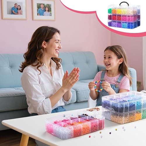 Umikk 10,000 Pcs Pony Beads, Beads for Hair, 30 Assorted Colored Beads for Bracelets Making, Kandi Friendship Bracelet Beads for Craft, Jewelry Making, Christmas Gifts (Boxed) thumbnail 2