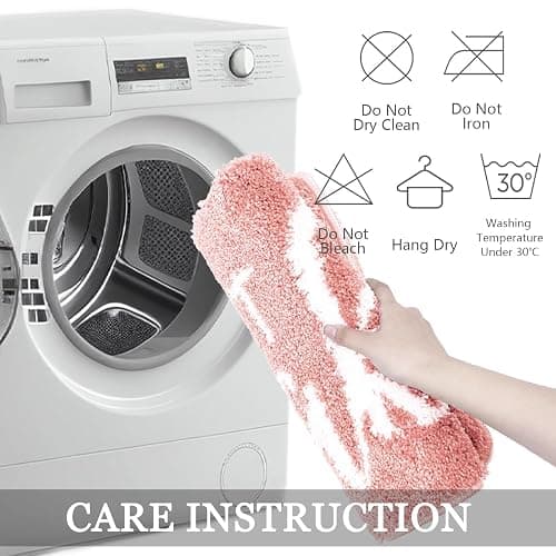 Small Bath Mat Pink Bathroom Rugs - Trendy Absorbent Cute Rugs, Pink Bathroom Decor, Non Slip Bath Mat Decor Funny Rug Aesthetic Bathmats for Sink tub and Shower 16" x 24" thumbnail 6