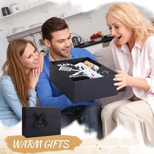 Patelai 17 Pcs House Warming Gifts New Home, Housewarming Gift Basket for New Homeowner Sweet Couples Home Supplies Include Apron Bamboo Spoons Cutting Board Gloves Cards with Black Present Box thumbnail 2