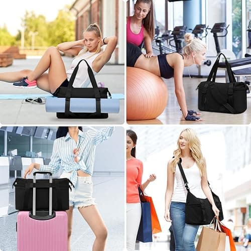 MAXTOP Women's Gym Yoga Duffle Bag with Shoe Pouch,Multi-Purpose Overnight Travel Bag for Gym,Work, Dance, Sports thumbnail 7