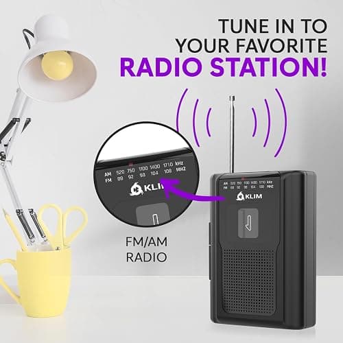 KLIM K8 Cassette Tape Player Portable + Cassette Recorder + New + AM/FM Walkman Cassette Player + Built-in Microphone & Speaker + Headphone Jack & Earphones thumbnail 3