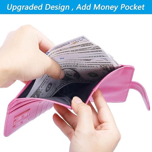 Airtag Passport Holder Cover Wallet RFID Blocking Leather Case Travel Essentials Luggage Accessories Travel Must Have(118#Pink) thumbnail 5