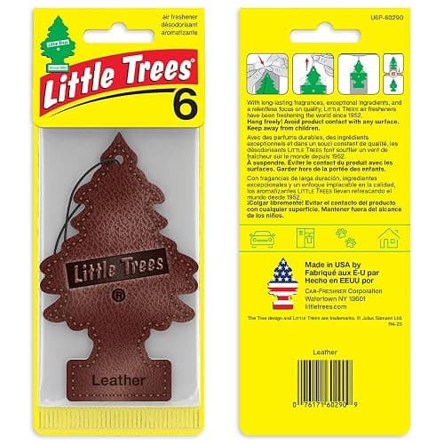 LITTLE TREES Car Air Freshener | Hanging Tree Provides Long Lasting Scent for Auto and Home | Leather, 24 Air Fresheners thumbnail 3