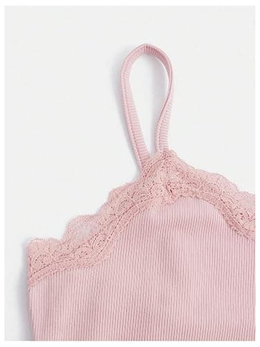 SOLY HUX Girl's Sleeveless Lace Trim Camisoles Spaghetti Strap Ribbed Crop Tank Tops thumbnail 3