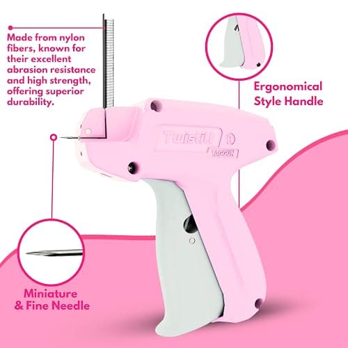 Stitch Gun for Clothes (Quick Fix Tool, Not a Sewing Machine), Handheld Clothing Tag Gun for Quick Clothing Repairs Includes 6 Needles, 1000 Black & 1000 White Fasteners (Pink) thumbnail 4