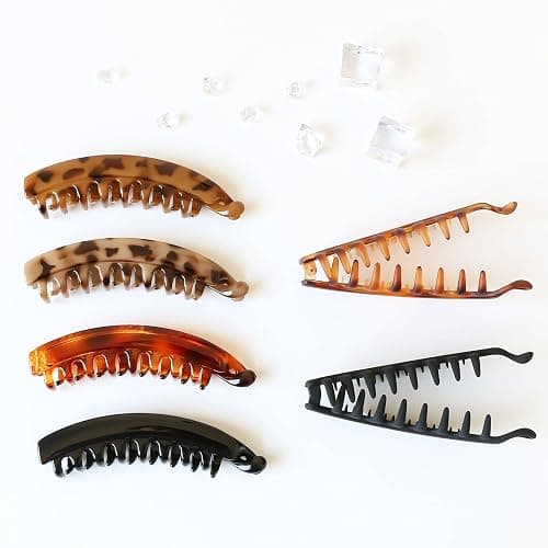 Banana Hair Clips and Clinchers - Fishtail Ponytail Holders, Thick/Fine Hair Combs, Banana Clips and Barrettes for Girls (5 Pcs) thumbnail 5