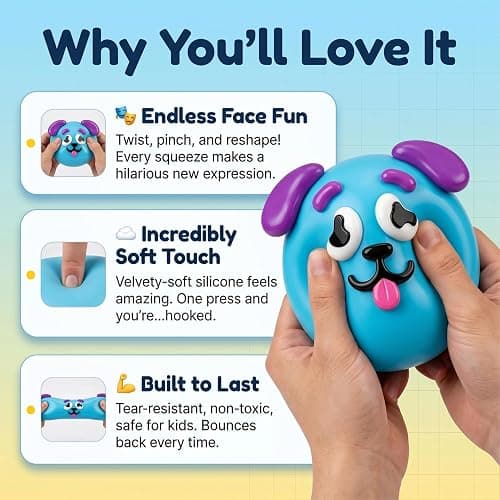 New Dog Face Swap Soft Slow Rising Squishy Toy, Cute Sensory Fidget Squeeze Toy, Stress Anxiety Relief Decompression Squishies for Adults Kids (E: Yellow) thumbnail 3