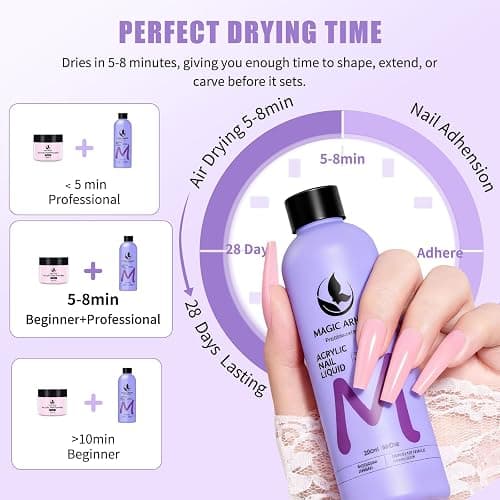 8FL.OZ Acrylic Liquid Monomer Acrylic Nail Liquid Non-Yellowing Acrylic Liquid Professional EMA Monomer Liquid for Acrylic Nail Extension and Carving, DIY Home Nail Salon Use thumbnail 4