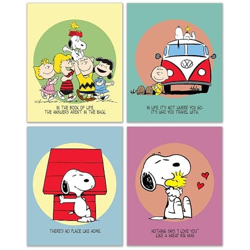 BigWig Prints Snoopy Poster - Charlie Brown Poster, Snoopy Wall Art, Charlie Brown Quotes, Peanuts Woodstock Lucy Sally Linus Wall Art Decor, Home Decor Quotes - Unframed Set of 4 (8x10) - Image 1
