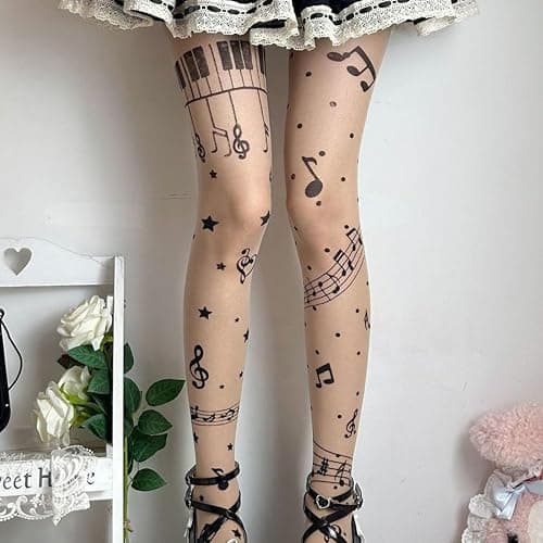 Erqiroc Womens Sheer Tights High Waist Patterned Tights Kwaii Transparent Thigh High Stockings Lolita Silk Thin Long Socks thumbnail 2