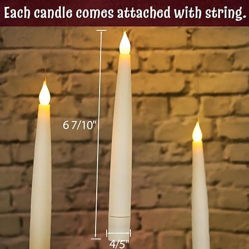 ORIENTAL CHERRY Halloween Decorations - Floating Candles with Wand - 12 Pcs Magic Flickering Warm Light Flameless Floating LED Candle Christmas Decor for Indoor Classroom Bedroom Party - Pillar Candles with Wand Remote thumbnail 3