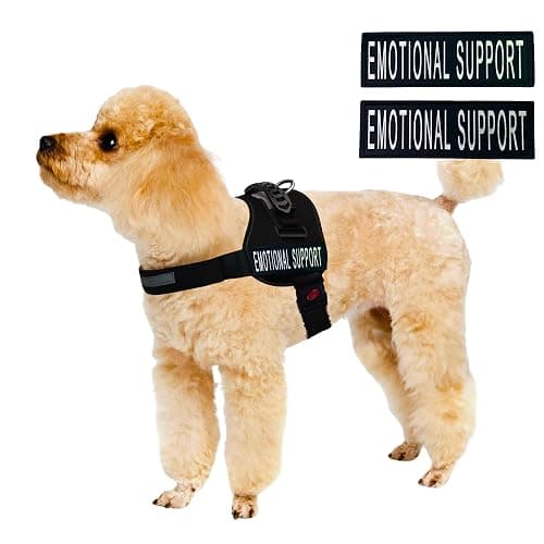 ALBCORP Emotional Support Dog Vest – Reflective Harness - Woven Nylon, Comfy Mesh Padding - Sizes from XXS to XL – Emotional Support Dog Patches Included. Black, Extra Small thumbnail 2