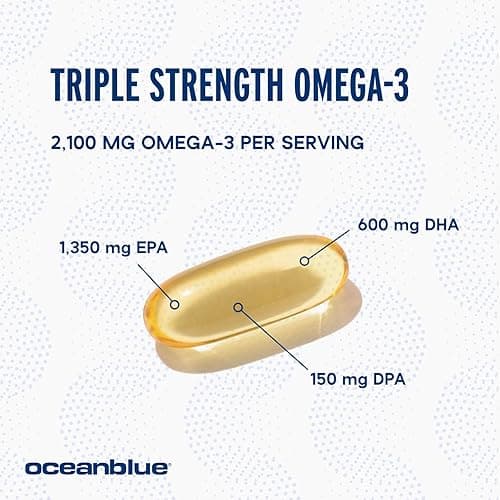 Oceanblue Professional Omega 3 2100-120 ct - High Potency Triple Strength Burpless Fish Oil with EPA, DHA & DPA - Wild Caught - Natural Orange Flavor, 60 Servings - Natural Orange Flavor - 120 Count (Pack of 1) thumbnail 4