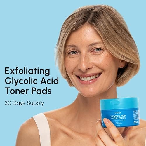 MAREE Glycolic Acid Pads - Toner Pads for Face Cleansing - Exfoliating Pad with Tea Tree Oil, Salicylic Acid & Vitamins E, B3, B5 - Acne Clearing, Skin Pore Resurfacing & Radiance Device - 50 Count thumbnail 3