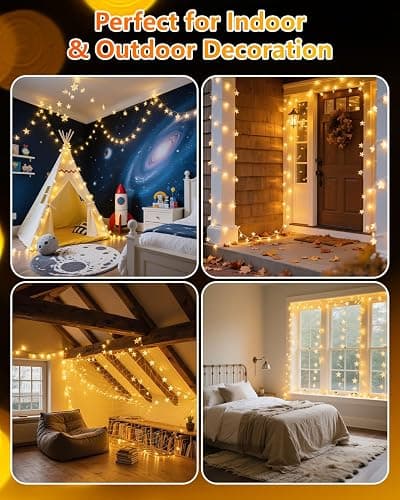 Twinkle Star 100 LED Star String Lights Plug in 33FT, Warm White | Plug In, Waterproof, Indoor Outdoor Use, Bedroom Wedding Party Ramadan Christmas Decor thumbnail 6
