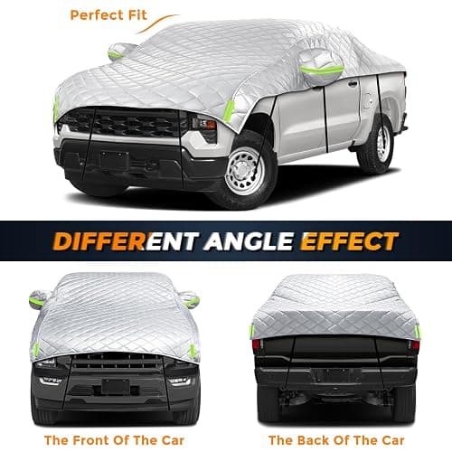 Kistrba Hail Car Cover for Full-Size Truck 220-235 Inches Long, 4-Layer Thickened Cotton Fabric Cover Protector, Custom Fit Folding Sun Shade Protection Blocker Windshield Cover thumbnail 5